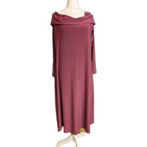 Soma Matte Jersey Midi Bra Dress Women’s Sz L Off Shoulder Long Sleeves Cabernet